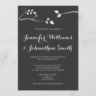 Chalkboard modern branch wedding invitations
