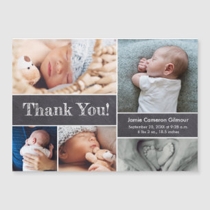 Chalkboard Modern Photos Baby Shower Thank you Magnetic Invitation