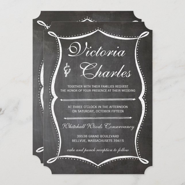 Chalkboard Modern Vintage Typography Invite (Front/Back)