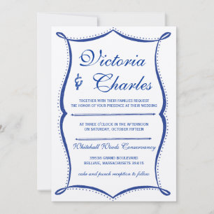Chalkboard Modern Vintage Typography Royal Blue Invitation