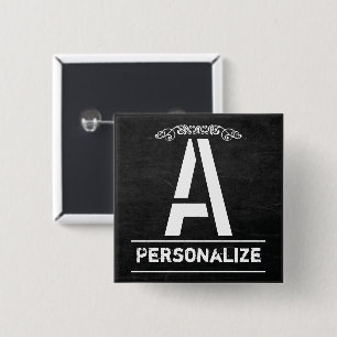 Chalkboard Monogram Letters 15 Cm Square Badge