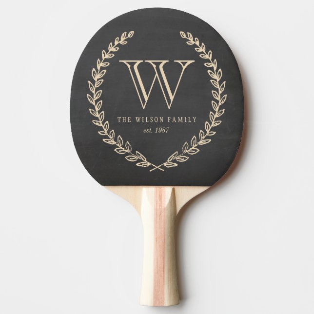 Chalkboard Monogram Ping Pong Paddle (Front)