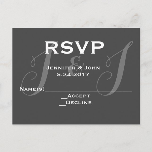 Chalkboard monogram RSVP cards (Front)