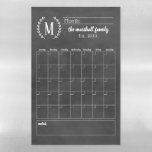 Chalkboard Monthly Family Monogram Calendar Magnetic Dry Erase Sheet<br><div class="desc">Note: this is not an actual chalkboard. It is a dry-erase magnetic board that is made to look like one one. Personalise this custom monthly calendar print online with your family monogram text, year established, and title for the bottom section. Place on your magnetic surface and use a white dry...</div>