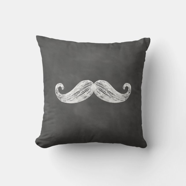 Chalkboard Moustache Outdoor Pillow (Front)