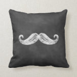 Chalkboard Moustache Pillow<br><div class="desc">Cute cushion for the newlywed, on an illustrated chalkboard background. The back of this chalkboard moustache pillow is decorated with a Mr., that can easily be changed to a name or deleted. Just contact us at prettyfancyinvites@gmail.com if you need help with that. Complementary Mrs. Pillow also available with lips.</div>