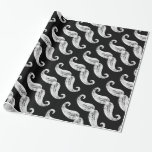 Chalkboard Moustache Wrapping Paper<br><div class="desc">Chalkboard moustaches on a black background decorate this trendy wrap.</div>