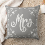 Chalkboard Mrs Brides Pillow Any Colour<br><div class="desc">Chalkboard Vintage Modern Mr. and Mrs. Chalkboard Wedding Invitations Sweet and sassy chalkboard weddings. Chalkboard Vintage Modern Mr. and Mrs. Chalkboard Wedding Pillows.You can Personalise this Beautiful Elegant Vintage Elements Coral, Blue, Grey and White Vintage Bird Pillow to say anything you like or use the existing Mrs.for the Bride/ Wife...</div>