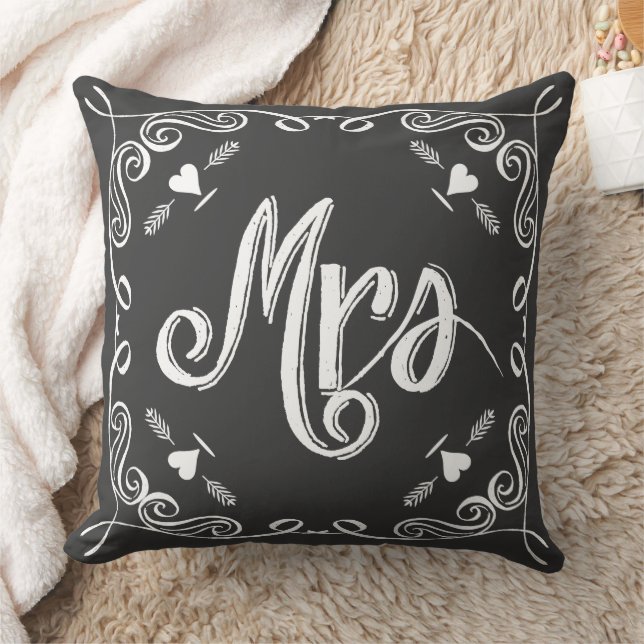 Chalkboard Mrs Brides Pillow Any Colour (Blanket)