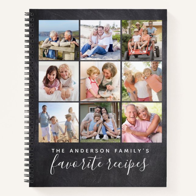 Chalkboard Multi Photo Collage Recipe Book (Front)
