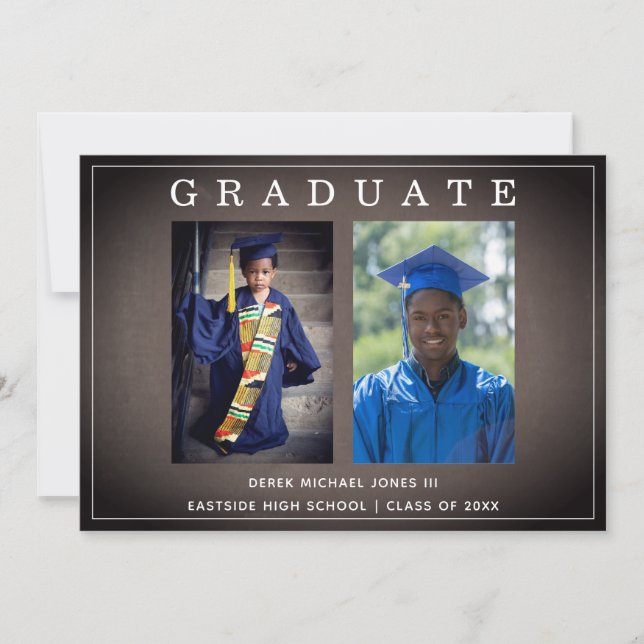 Chalkboard Multi Photo Graduation Invitation (Front)