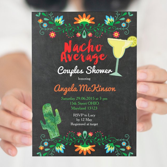 Chalkboard Nacho Average Couple Shower Floral Invitation (Creator Uploaded)