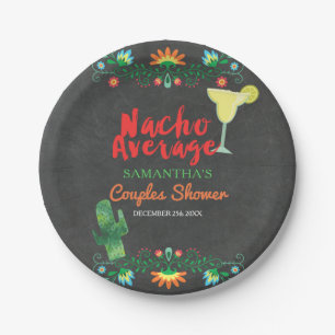 Chalkboard Nacho Average Couple Shower Floral Paper Plate