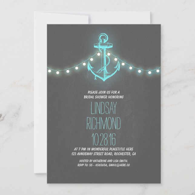 chalkboard nautical bridal shower invitation (Front)