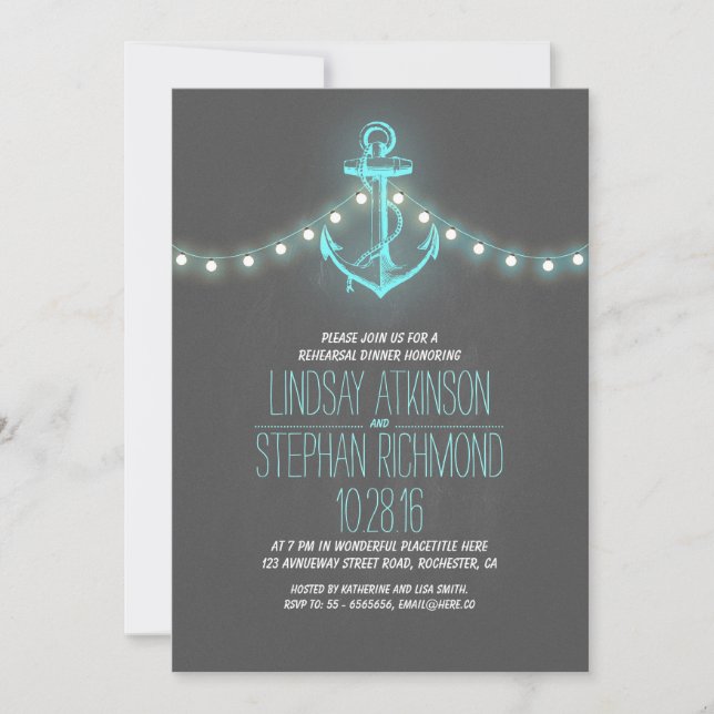 chalkboard nautical rehearsal dinner invitation (Front)