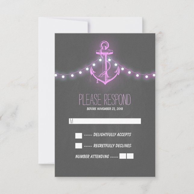 chalkboard nautical wedding RSVP card (Front)
