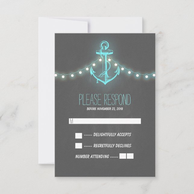chalkboard nautical wedding RSVP card (Front)