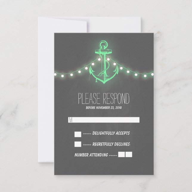 chalkboard nautical wedding RSVP card (Front)