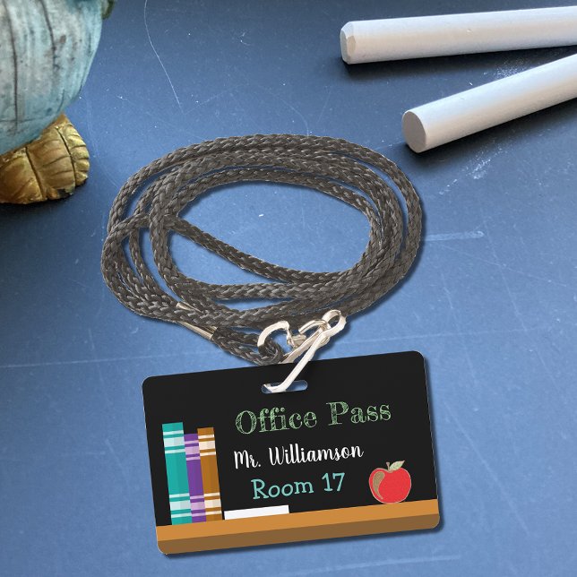 Chalkboard office plastic badge hall pass ID badge (Creator Uploaded)
