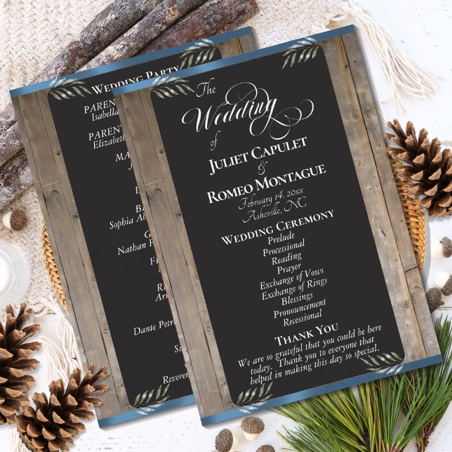 Chalkboard on Wood - Blue Wedding Program (Creator Uploaded)