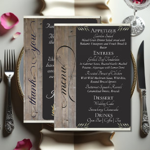 Chalkboard on Wood, Monogram & Thank You - Cream Menu