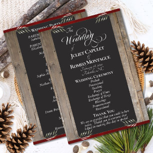 Chalkboard on Wood - Red Wedding Program