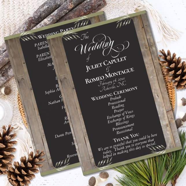 Chalkboard on Wood - Sage Wedding Program (Creator Uploaded)