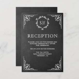 Chalkboard Ornate Monogram Reception Invitation