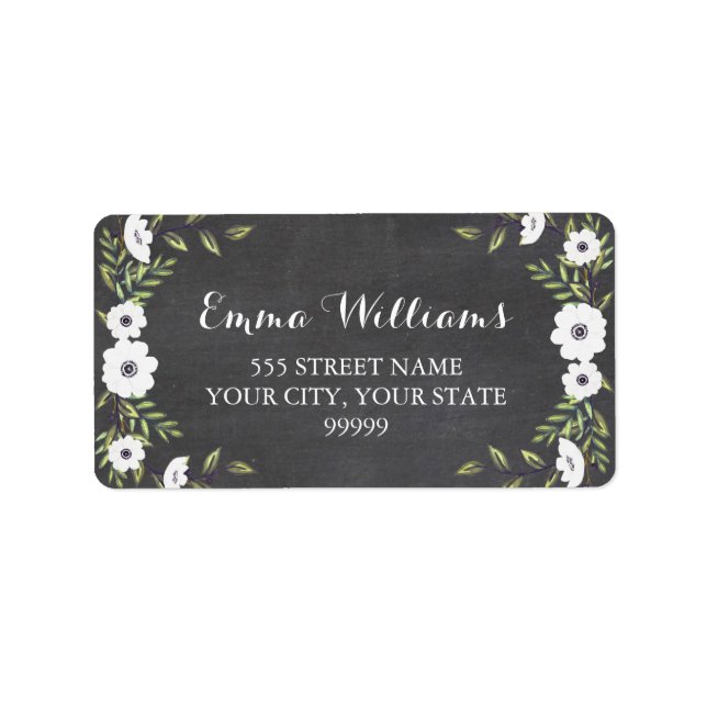 Chalkboard Painted Anemones - address labels (Front)
