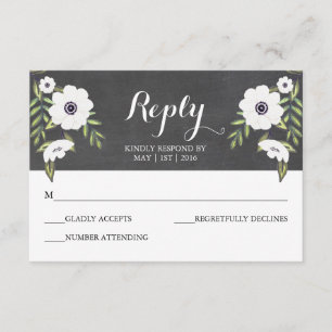 Chalkboard Painted Anemones - RSVP Card