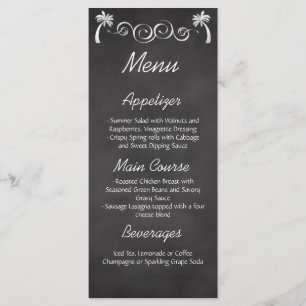 Chalkboard Palm Tree Beach Wedding Reception Menu