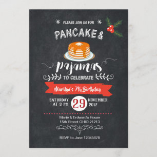 Chalkboard Pancake and Pyjamas Birthday Invitation