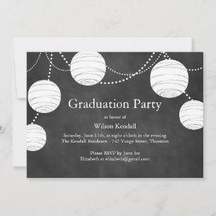 Chalkboard Party Lanterns Graduation Invitation