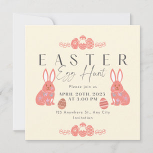 Chalkboard Pastel Bunny Rabbit Easter Egg Hunt Invitation