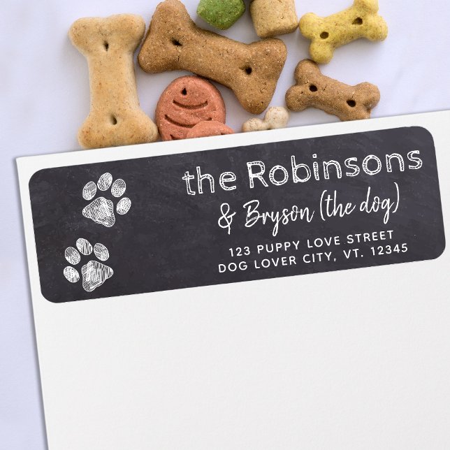 Chalkboard Paw Print Rustic Return Address Label (Creator Uploaded)