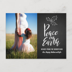 Chalkboard   Peace On Earth   Typography Photo Postcard