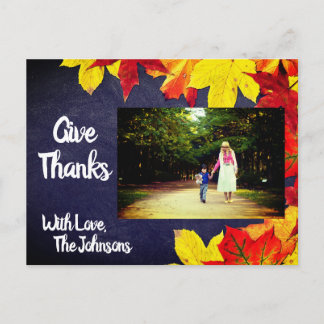 Chalkboard Personalised Photo  | Thanksgiving Postcard