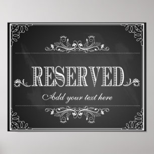 Chalkboard personalised  Reserved sign print