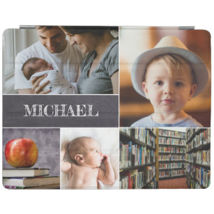 Chalkboard Personalised School Boy Photo Collage iPad Cover