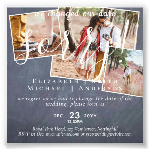 Chalkboard PHOTO Change Plans New Date Postponed Print