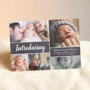 Chalkboard Photo collage Baby boy Introducing Announcement
