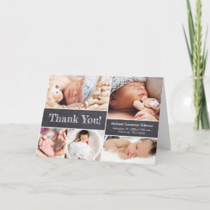 Chalkboard Photo.Collage Baby Boy Shower Thank you