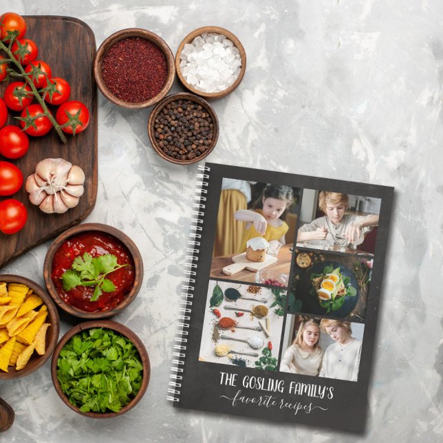 Chalkboard Photo Collage Family Recipes Notebook (Creator Uploaded)