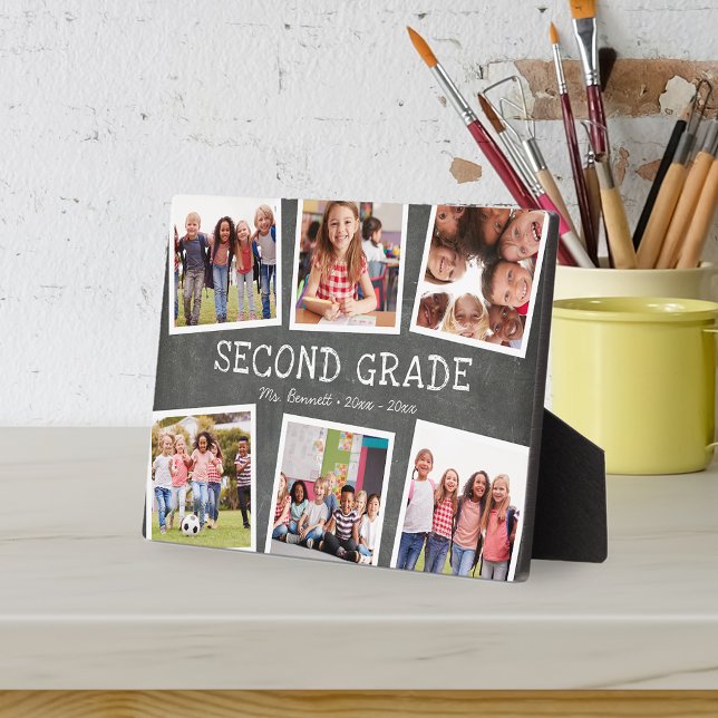 Chalkboard Photo Collage Kids School Year Keepsake Plaque (Creator Uploaded)