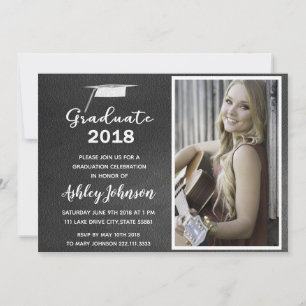 Chalkboard Photo Graduation Invitation