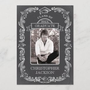 Chalkboard Photo Graduation Invitation