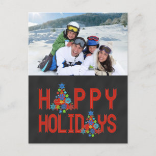 CHALKBOARD PHOTO HOLIDAY GREETING   RED POSTCARD