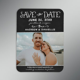 Chalkboard Photo Panel Save the Date Magnet