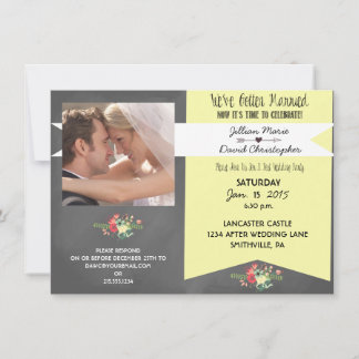 Chalkboard Photo Post Wedding Party Invitation
