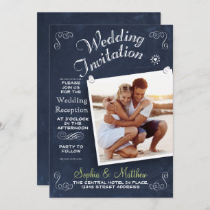 Chalkboard   Photo   Wedding Reception Invitation